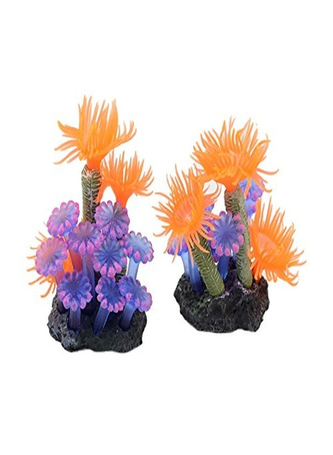 CNZ® Artificial Coral Plant for Fish Tank Decorative Aquarium Reef Ornament (Orange Sea Anemone, 2pcs)